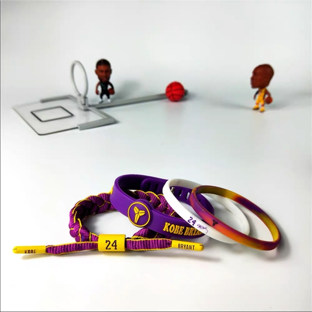 Rubber Sports Wristband Braided Friendship Bracelet (Set of 4+1 random)